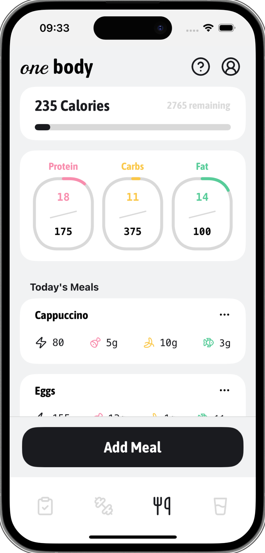 One Body nutrition tracking
